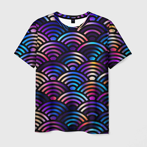 Мужская футболка Разноцветные волны-чешуйки / 3D-принт – фото 1
