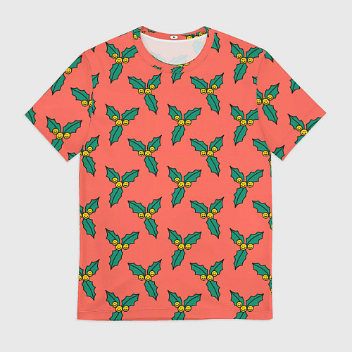 Мужская футболка Ягоды остролиста / 3D-принт – фото 1