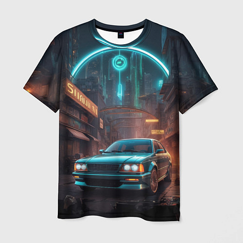 Мужская футболка Автомобиль на разрушенной улице / 3D-принт – фото 1