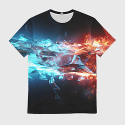 Мужская футболка Лед и пламя абстракция