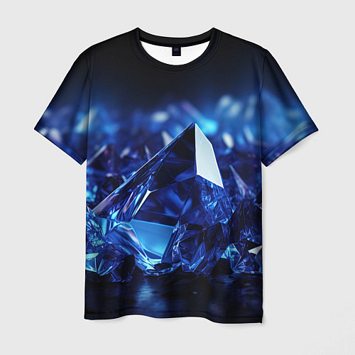Мужская футболка Синие прозрачные алмазы / 3D-принт – фото 1