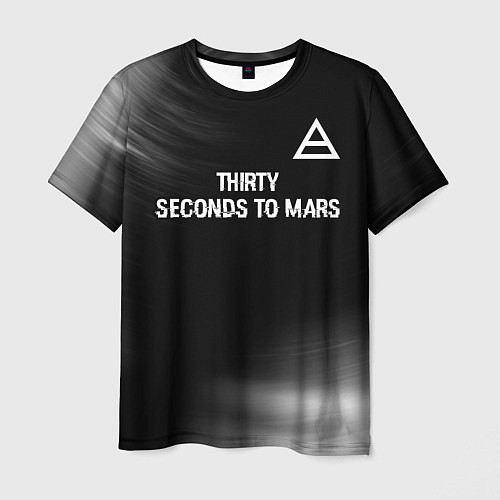 Мужская футболка Thirty Seconds to Mars glitch на темном фоне посер / 3D-принт – фото 1