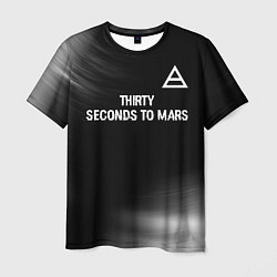 Футболка мужская Thirty Seconds to Mars glitch на темном фоне посер, цвет: 3D-принт
