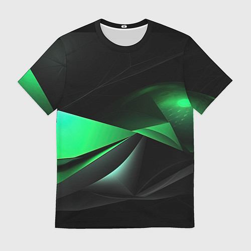 Мужская футболка Трехмерность зеленой фигуры / 3D-принт – фото 1