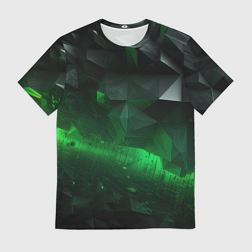 Мужская футболка Трехмерность зеленой фигуры / 3D-принт – фото 1