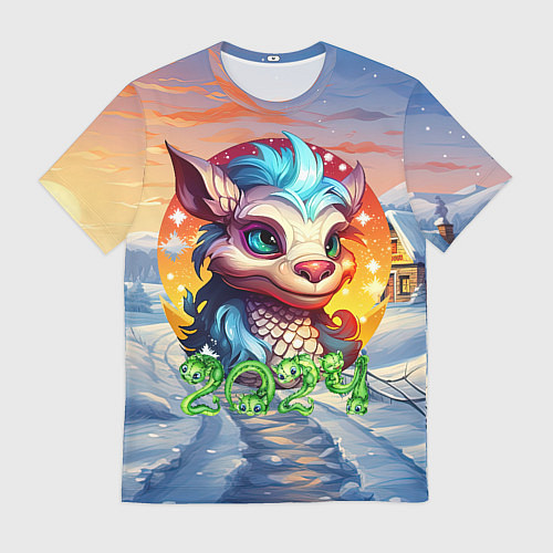 Мужская футболка Новогодний дракон 2024 / 3D-принт – фото 1