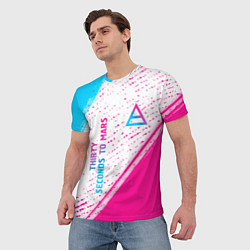 Футболка мужская Thirty Seconds to Mars neon gradient style вертика, цвет: 3D-принт — фото 2