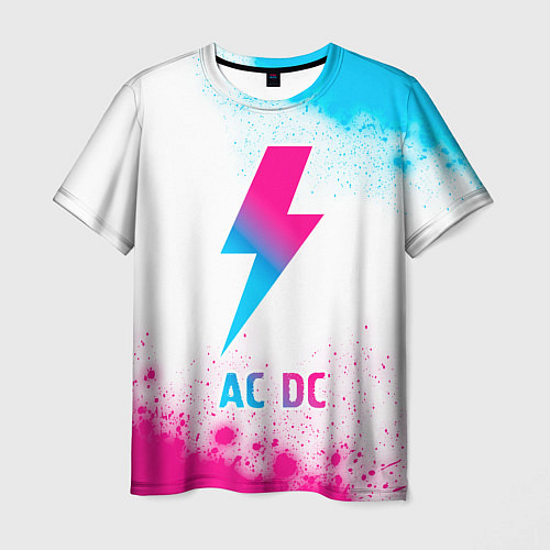 Мужская футболка AC DC neon gradient style / 3D-принт – фото 1