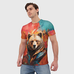 Футболка мужская Праздничный медведь, цвет: 3D-принт — фото 2