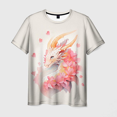 Мужская футболка Милый розовый дракон / 3D-принт – фото 1
