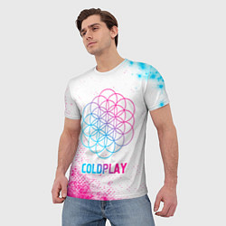 Футболка мужская Coldplay neon gradient style, цвет: 3D-принт — фото 2