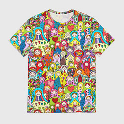 Мужская футболка Веселые русские матрешки