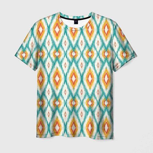 Мужская футболка Геометрический узор икат - орнамент народов узбеки / 3D-принт – фото 1