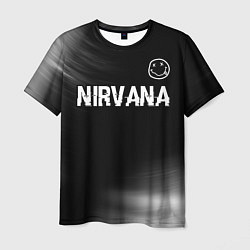 Футболка мужская Nirvana glitch на темном фоне посередине, цвет: 3D-принт