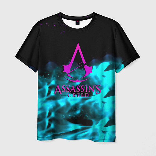 Мужская футболка Assassins Creed flame neon / 3D-принт – фото 1