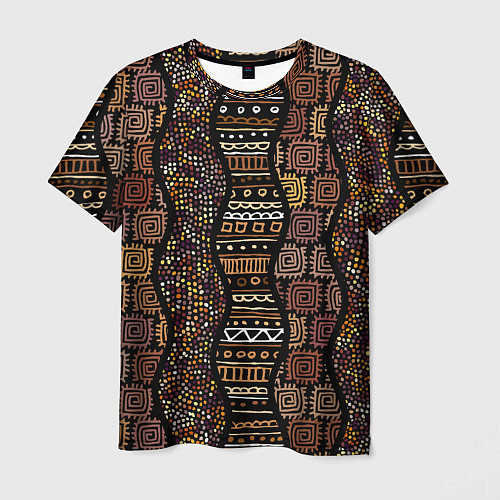 Мужская футболка Волнистый этнический орнамент / 3D-принт – фото 1