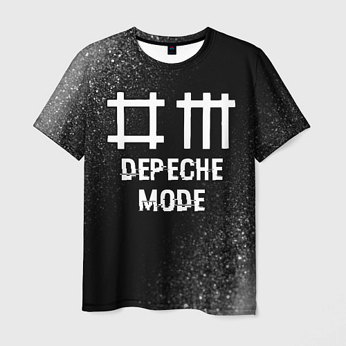 Мужская футболка Depeche Mode glitch на темном фоне / 3D-принт – фото 1