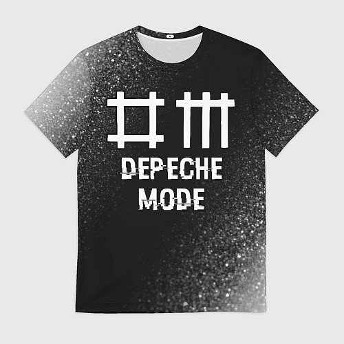 Мужская футболка Depeche Mode glitch на темном фоне / 3D-принт – фото 1