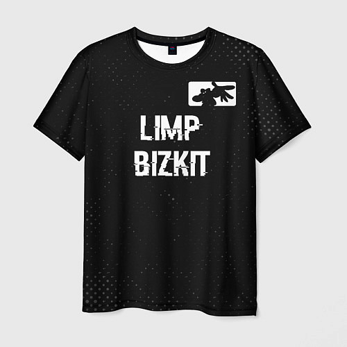 Мужская футболка Limp Bizkit glitch на темном фоне посередине / 3D-принт – фото 1