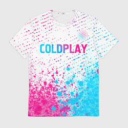 Футболка мужская Coldplay neon gradient style посередине, цвет: 3D-принт