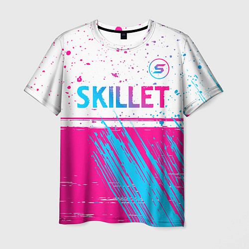 Мужская футболка Skillet neon gradient style посередине / 3D-принт – фото 1