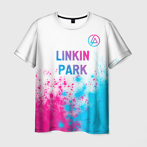 Мужская футболка Linkin Park neon gradient style посередине / 3D-принт – фото 1