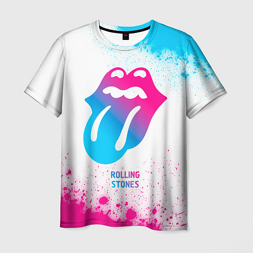 Мужская футболка Rolling Stones neon gradient style / 3D-принт – фото 1