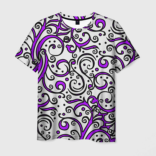 Мужская футболка Фиолетовые кружевные узоры / 3D-принт – фото 1