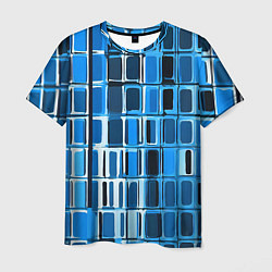Футболка мужская Синие прямоугольники, цвет: 3D-принт