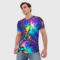Футболка мужская Розово синий фрактал, цвет: 3D-принт — фото 2