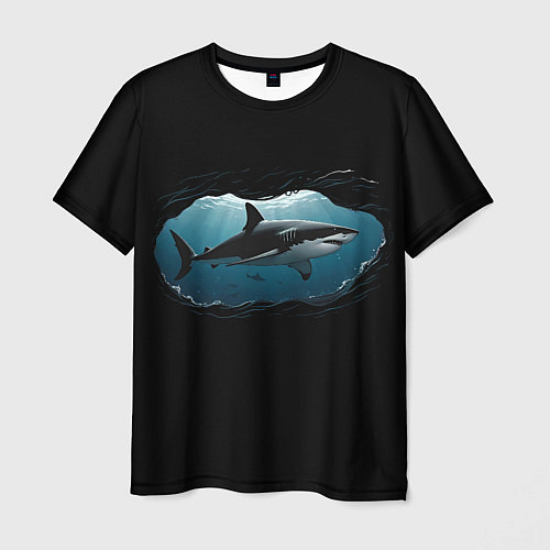 Мужская футболка Акула в овале / 3D-принт – фото 1