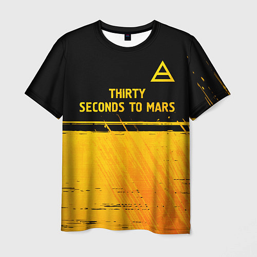 Мужская футболка Thirty Seconds to Mars - gold gradient посередине / 3D-принт – фото 1