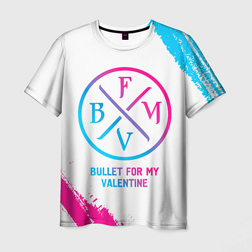 Мужская футболка Bullet For My Valentine neon gradient style / 3D-принт – фото 1