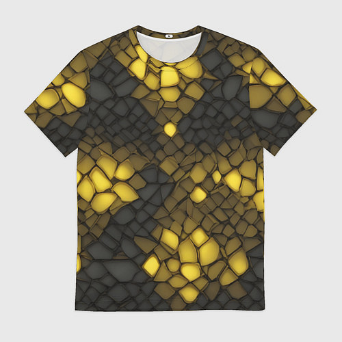 Мужская футболка Жёлтый трескающийся камень / 3D-принт – фото 1
