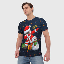 Футболка мужская Санта Клаус и снеговик, цвет: 3D-принт — фото 2