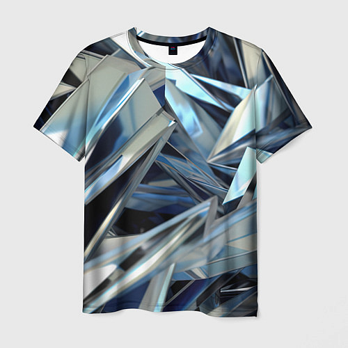Мужская футболка Абстрактные осколки голубого цвета / 3D-принт – фото 1