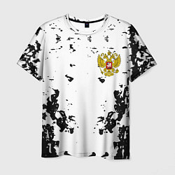 Мужская футболка Герб РФ краски черные