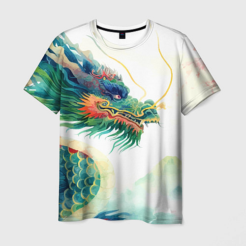 Мужская футболка Japanese dragon - watercolor art / 3D-принт – фото 1
