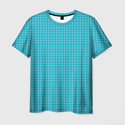 Мужская футболка Мелкие снежинки паттерн голубой / 3D-принт – фото 1
