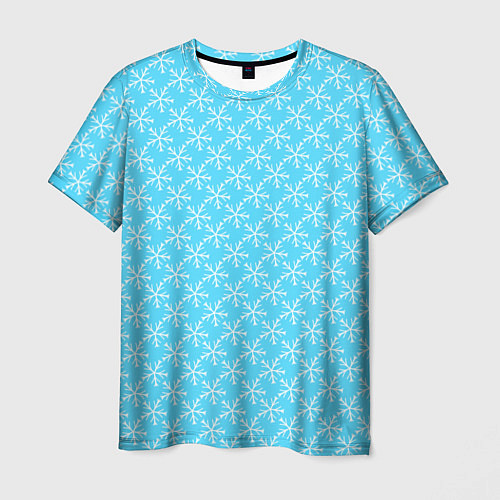 Мужская футболка Паттерн снежинки голубой / 3D-принт – фото 1