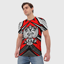 Футболка мужская Россия - красная геометрия, цвет: 3D-принт — фото 2