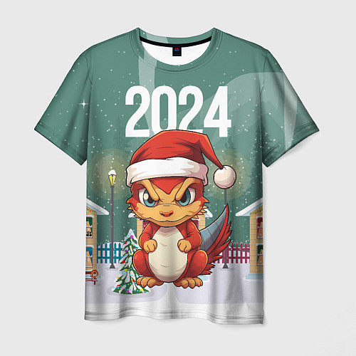 Мужская футболка Хмурый дракон 2024 / 3D-принт – фото 1