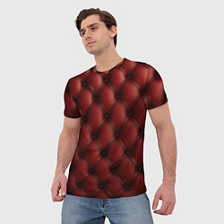 Футболка мужская Бордовая кожаная текстура, цвет: 3D-принт — фото 2