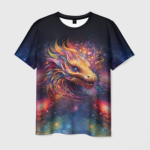 Мужская футболка Космический дракон - символ года / 3D-принт – фото 1