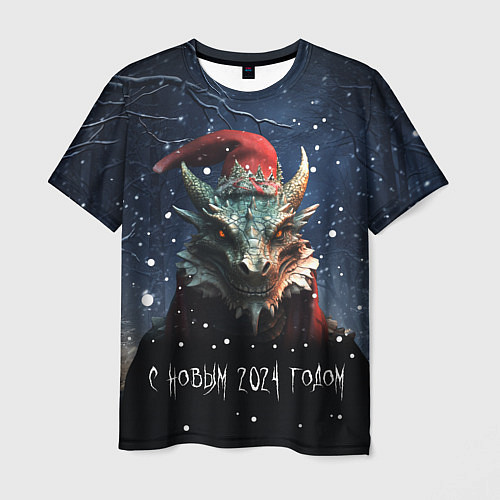 Мужская футболка Лесной дракон - Новый год / 3D-принт – фото 1