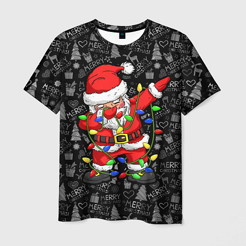 Мужская футболка Санта Клаус с гирляндой / 3D-принт – фото 1