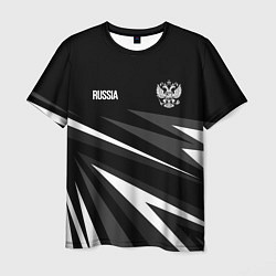 Мужская футболка Russia - black and white geometry