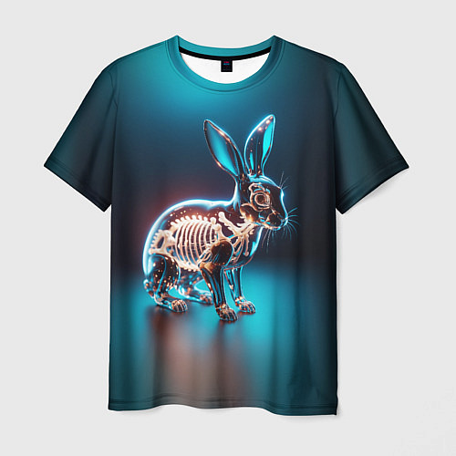 Мужская футболка Прозрачный стеклянный кролик / 3D-принт – фото 1
