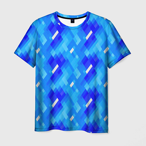 Мужская футболка Синее пиксельное полотно / 3D-принт – фото 1
