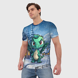 Футболка мужская Зеленый маленький дракон, цвет: 3D-принт — фото 2
